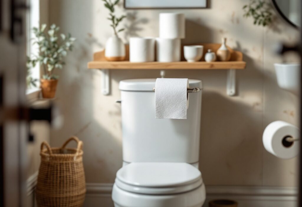 6 idées astucieuses pour ranger son papier toilette dans une salle de bains avec wc