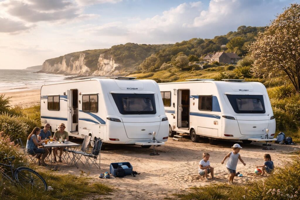 Location de caravanes Hobby et Knaus pour explorer la Bretagne et la Normandie en liberté