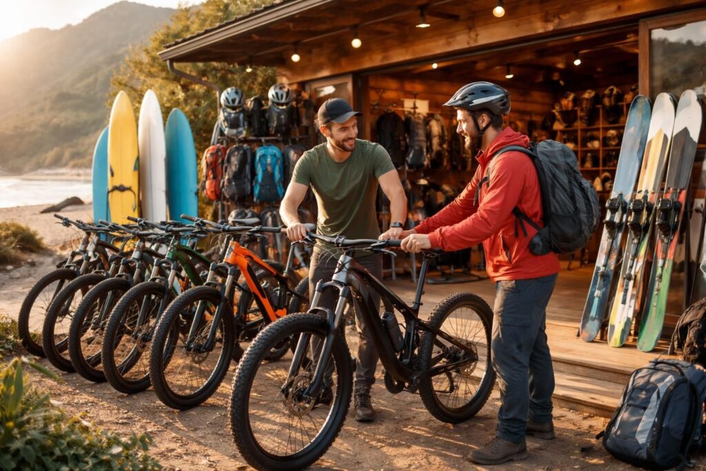 Matériel outdoor en location : VTT électriques, skis et planches de surf